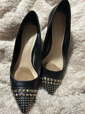 BCBGeneration Black Pointed-Toe Studded Heels